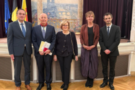 Paul Verwilghen, Pr. Erol Gelenbe et Madame Gelenbe, Véronique Halloin et Adrien Sellez